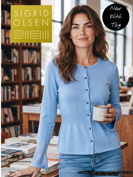 Sigrid Olsen Sweaters - NWT Sigrid Olsen Sz Medium Petite Soft Silk Angora Cardigan Blue Crystal Buttons